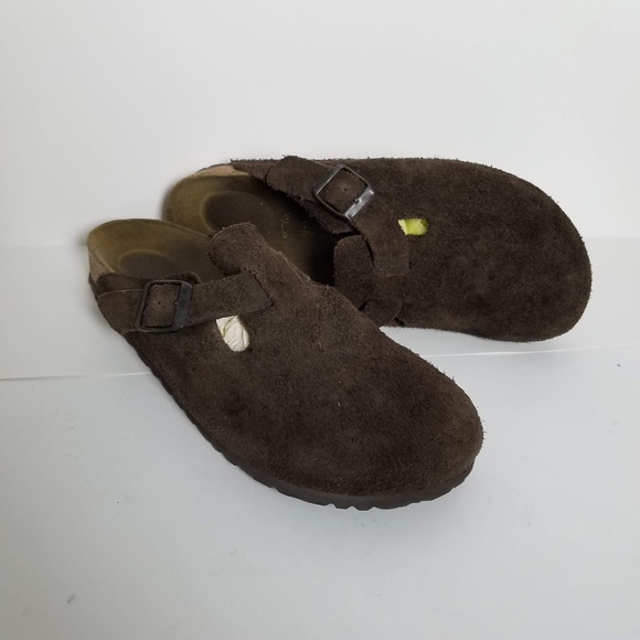 Birkenstock Shoes - Birkenstock Boston Mules Chocolate Suede Leather